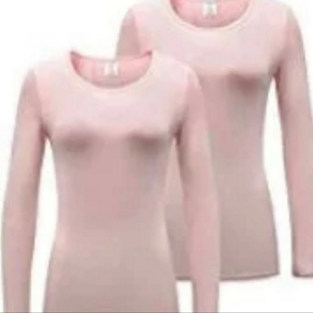 2 Small Pink Long Sleeve Shirts Undershirts